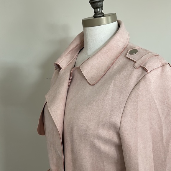 HAUTE Monde BLUSH PINK FAUX SUEDE COAT WITH A BELT size L - Picture 8 of 17